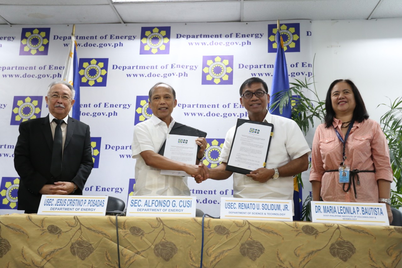 DOE AND DOST MOVE TO SECURE THE ENERGY FACILITIES: The DOE and DOST signed on 16 March 2018 a Memorandum of Agreement (MO A) to enhance the capacity of the energy sector in assessing the risk hazards of an impending earthquake that may have adverse impacts on energy facilities and services as well as people. 