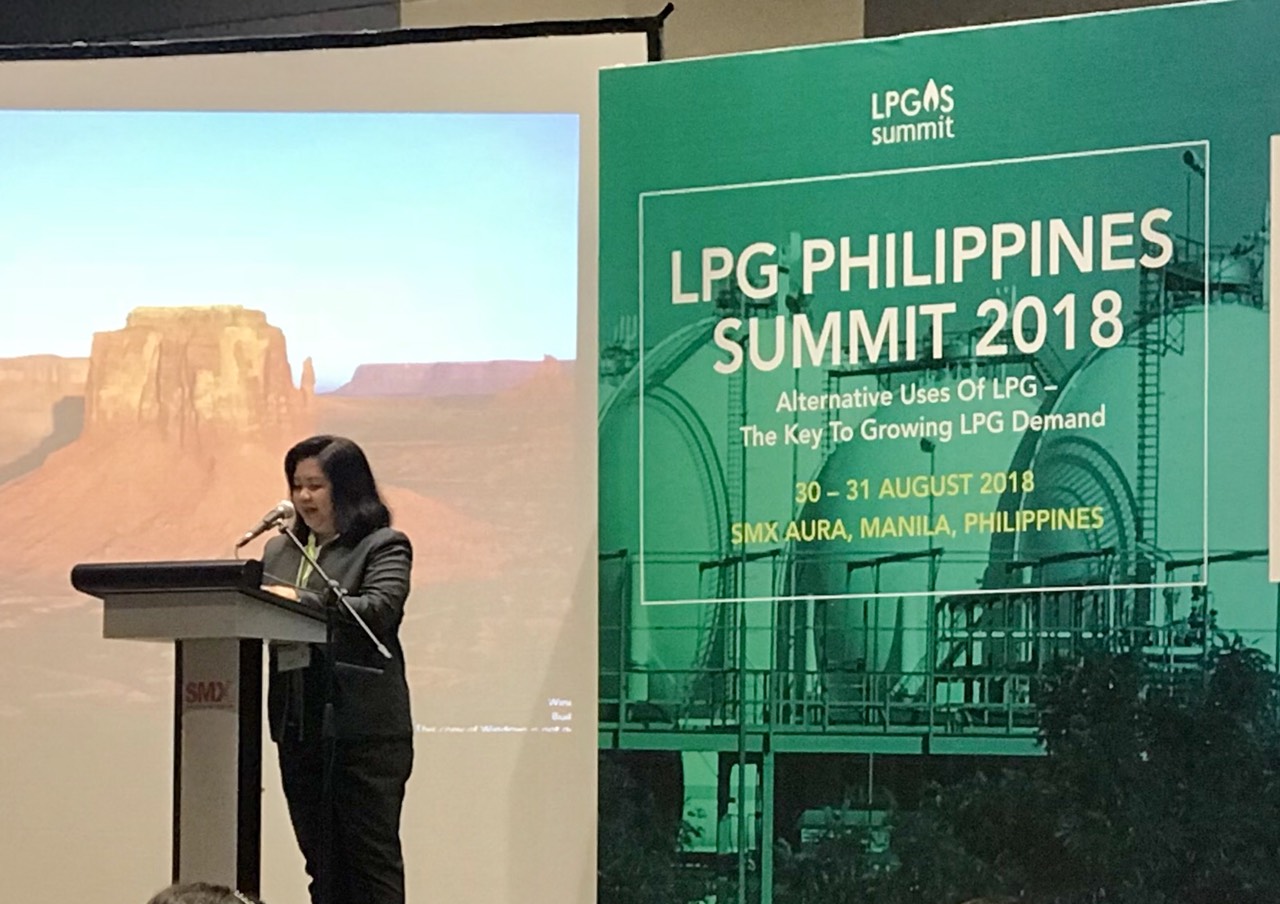 The Department of Energy - Oil Industry Management Bureau (DOE-OIMB) Assistant Director Rodela I. Romero delivered the opening remarks of Assistant Secretary Leonido J. Pulido III yesterday (30 August) at the launching of the two-day LPG Philippines Summit 2018 at the SMX Convention Center Aura, BGC, Taguig City.