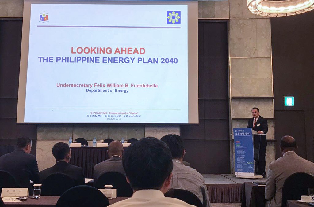 Department of Energy Undersecretary Felix William Fuentebella promoted Philippine energy investment opportunities during the Korea-Asia Energy Cooperation Seminar convention at the Plaza Hotel in Seoul, Republic of Korea on 7 July 2017.