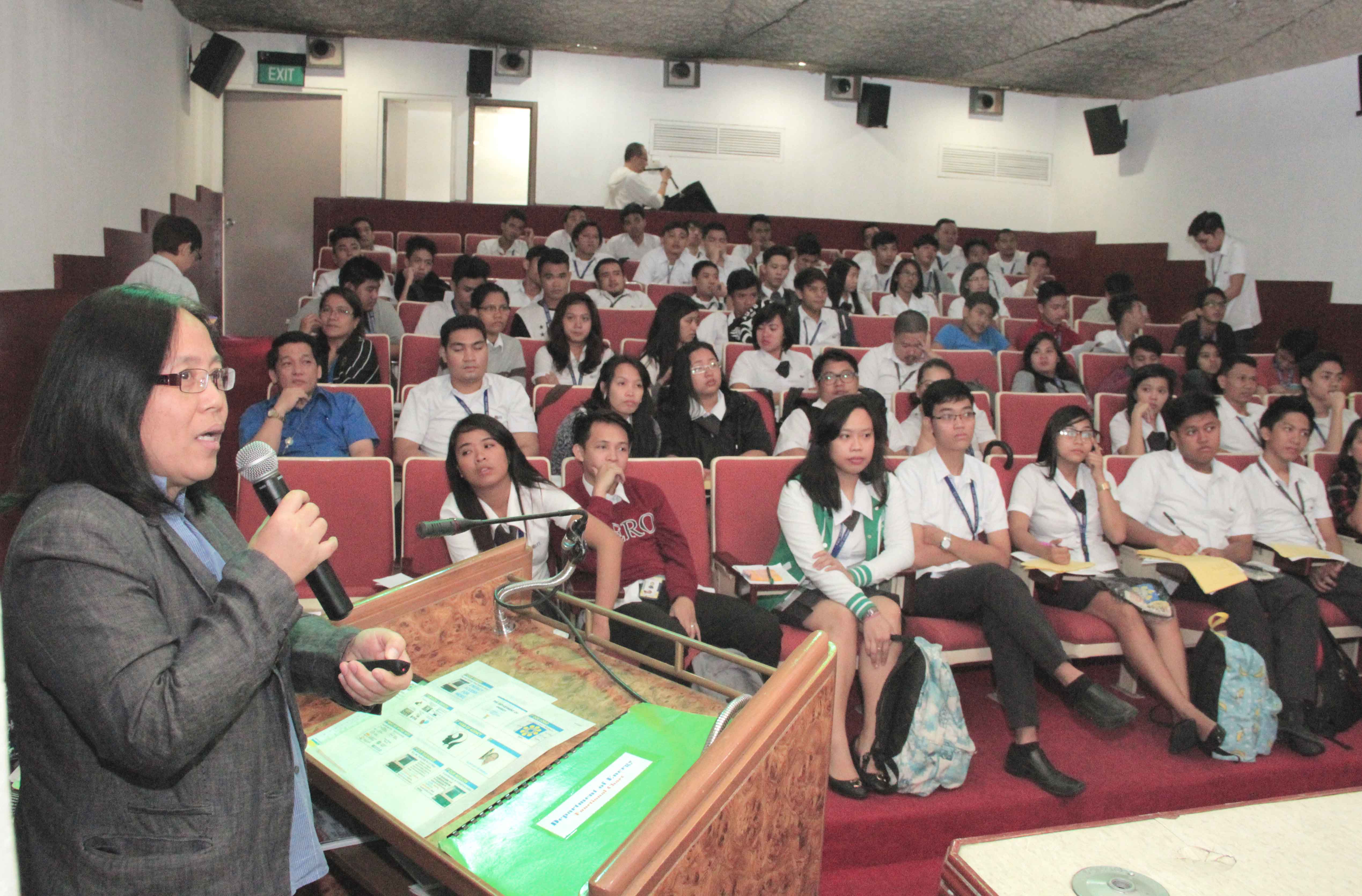 DOE-Director for Energy Research and Testing Laboratory Services Amelia de Guzman introduced the energy sector to students of STI College.