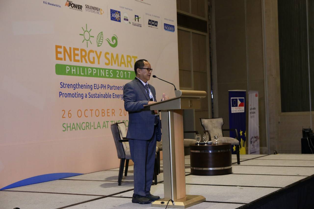 Representing Energy Secretary Alfonso G. Cusi, DOE Undersecretary Benito L. Ranque stresses the importance of streamlining the processes of energy projects for faster economic growth during the 4th Energy Smart Philippines 2017 held on 26 October 2017 at the Shangri-La The Fort, Taguig City.